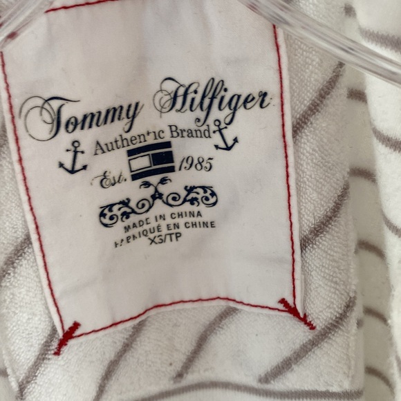 TOMMY Hilfiger classic terry cloth stripe beach coverup hoodie tunic dress XS - Picture 2 of 5